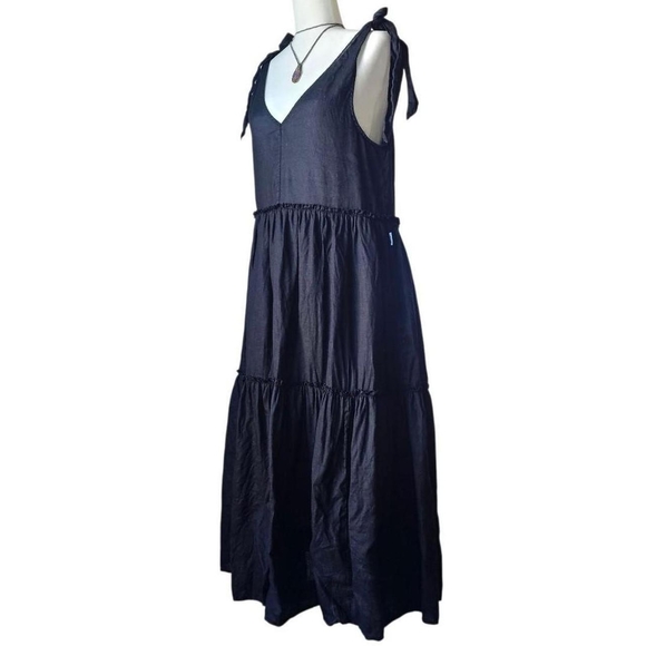 Replay Black Whimsygoth Tiered Dress with Tie Shoulder Strap Bows - Size Small - Picture 4 of 9